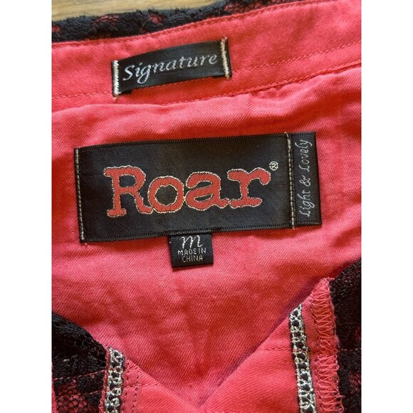 ROAR‎ Western Embroidered Rhinestone Pearl Snap Shirt Roll Tab Sleeves M Country - Picture 3 of 16